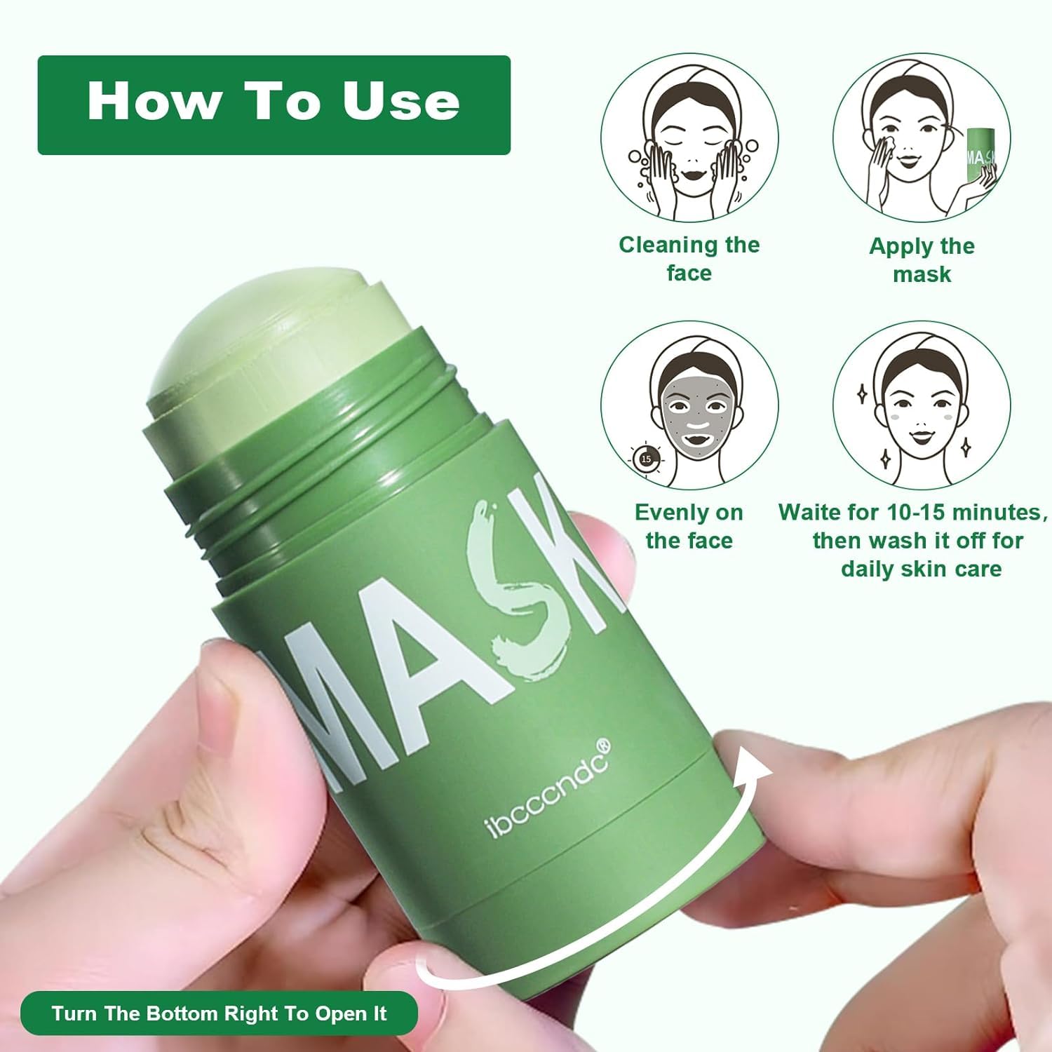 Green Tea Deep Cleanse Mask for Face,Blackhead Remover Face Mask,Poreless Deep Cleanse Mask Stick for Purifying,Moisturizing,Oil Control Reduce for Women and Men,2PCS - Image 7
