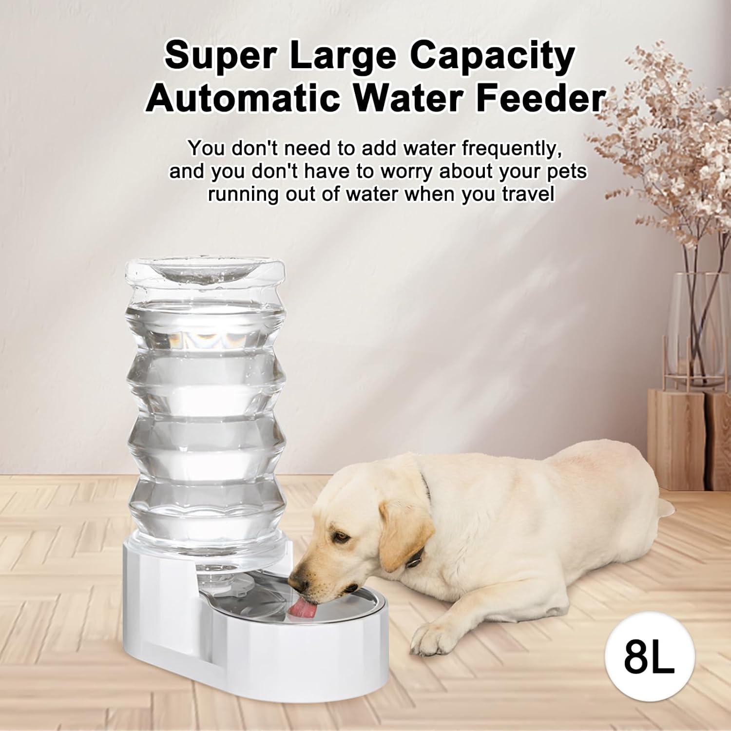 RIZZARI 8L Stainless Steel Gravity Pet Water Dispenser – Auto-Refill Waterer with Filtered Hydration Design for Dogs & Cats, Fresher Daily Drinking for Multi-Pet Homes & Indoor Spaces - Image 6