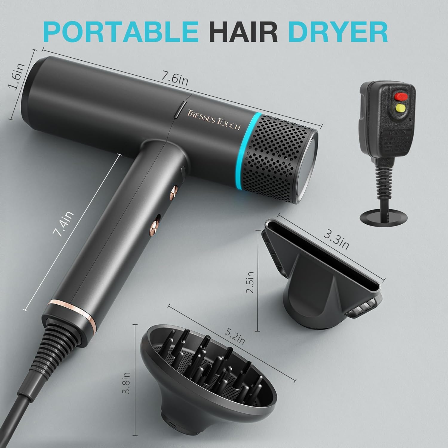 Hair Dryer with Diffuser Blow Dryer, High-Speed Ionic BlowDryer, Powerful 1600 Watt Motor for Fast Drying and Straight & Wavy Hair, Low Noise, Lightweight, Professional Hairdryer for Home Salon - Image 8