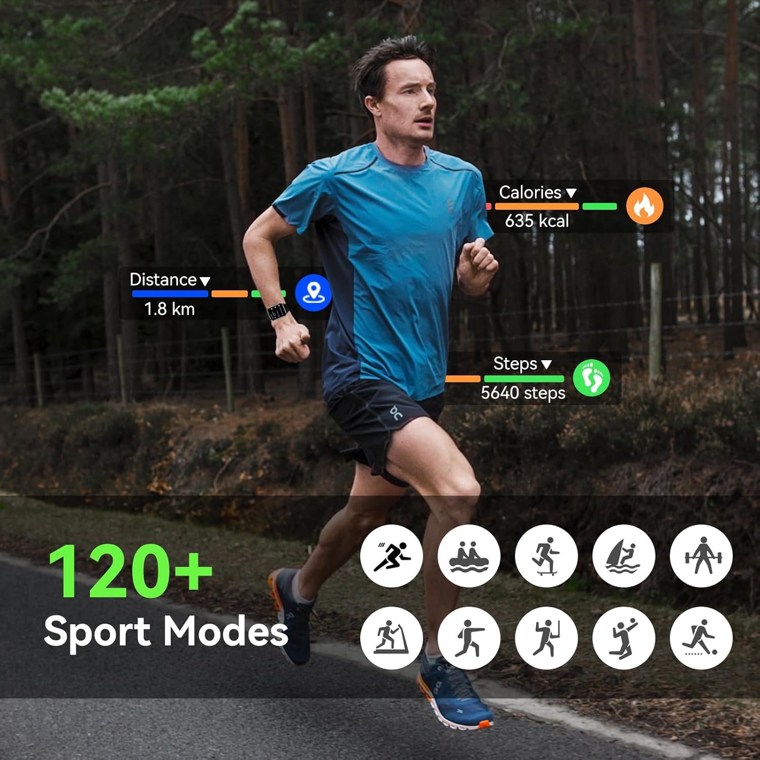 Smart Watch for Men Women, 1.85" HD Fitness Tracker with Bluetooth Calls, 24/7 Heart Rate/Sleep Monitor, 130+ Sport Modes, 5 ATM Waterproof, Pedometer, Calories, Smartwatch for Android iOS (Black) - Image 5