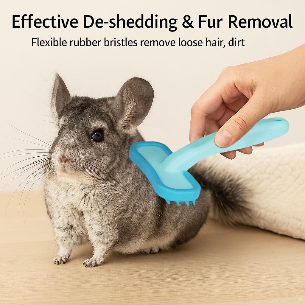 2 Pack Bunny and Chinchilla Grooming Brush – Soft Silicone De-Shedding Bath & Massage Comb for Rabbits, Guinea Pigs, Small Pets, Cats, Dogs, Kittens & Puppies - Image 2