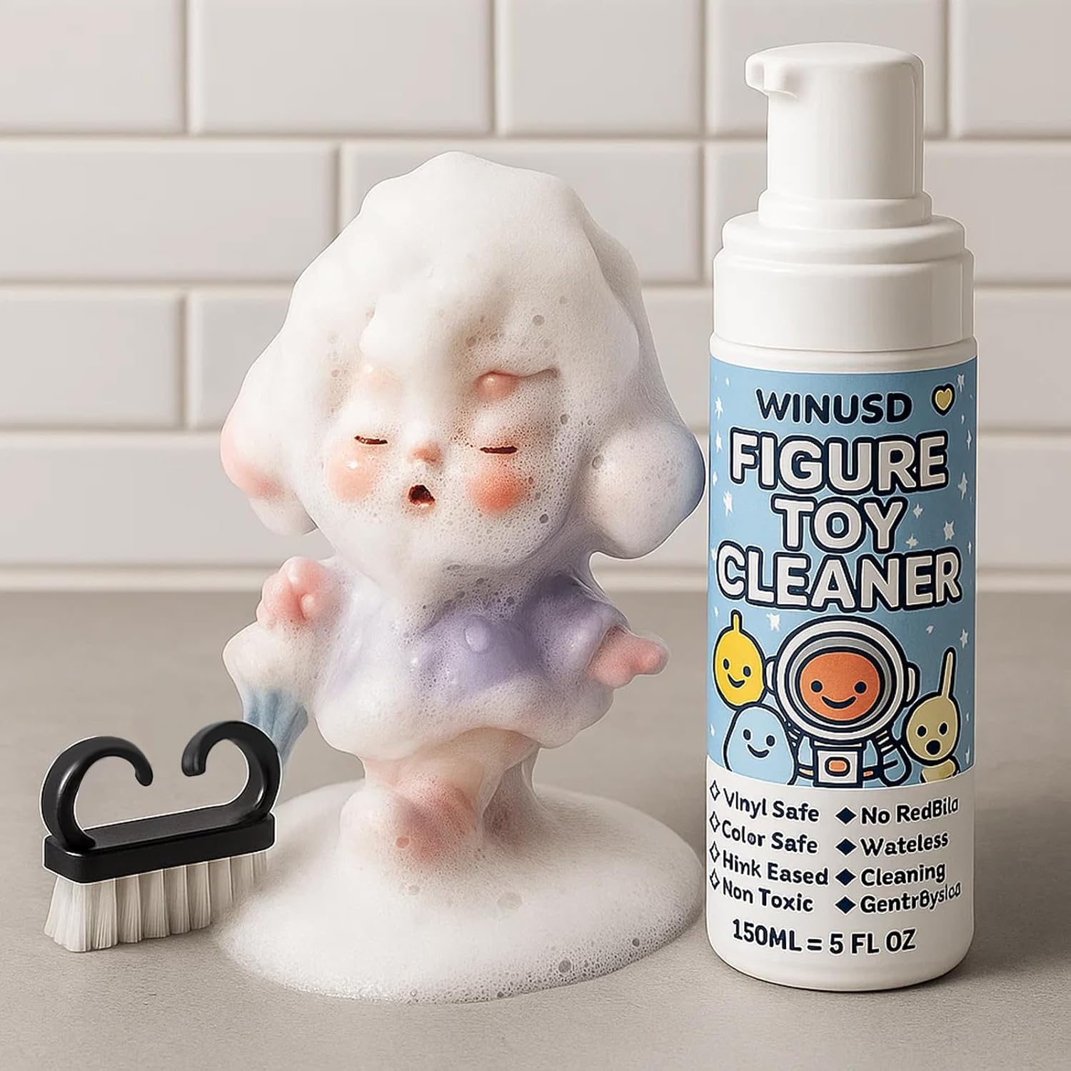 Figure & Plush Toy Cleaner - 5oz Foam Spray for Stuffed Animals & Soft Dolls with Brush & Cloth | No Rinse, Zero Residue, Color-Safe| Safe for Delicate Fabrics & Pets, Christmas Gifts for Plush Lovers - Image 5