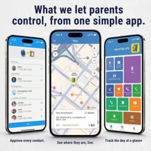Smart Watch – Best Kid-Safe Phone Watch, Precision Real-Time GPS Tracking, Calls, Texts, Activity Tracking, School Mode, Parental Controls, SOS Button & Safety Alerts, Geo-Fence Zones (Blue)