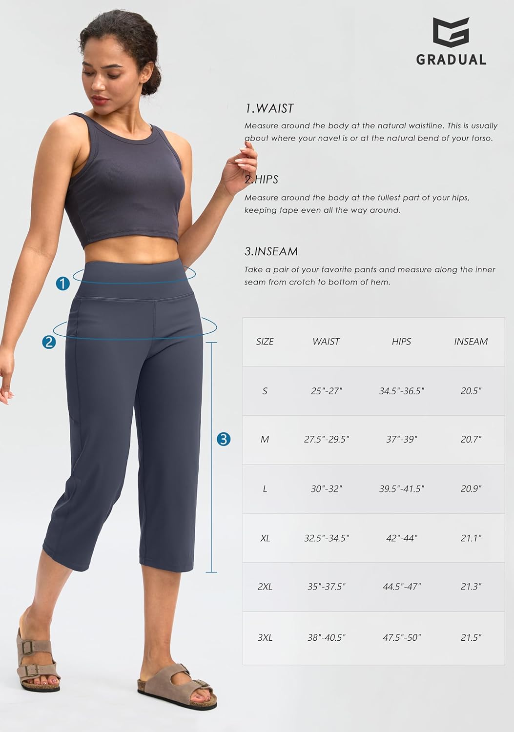 G Gradual Capri Pants for Women High Waist Workout Yoga Pants with Pockets Tummy Control Leggings Crop Straight - Image 7