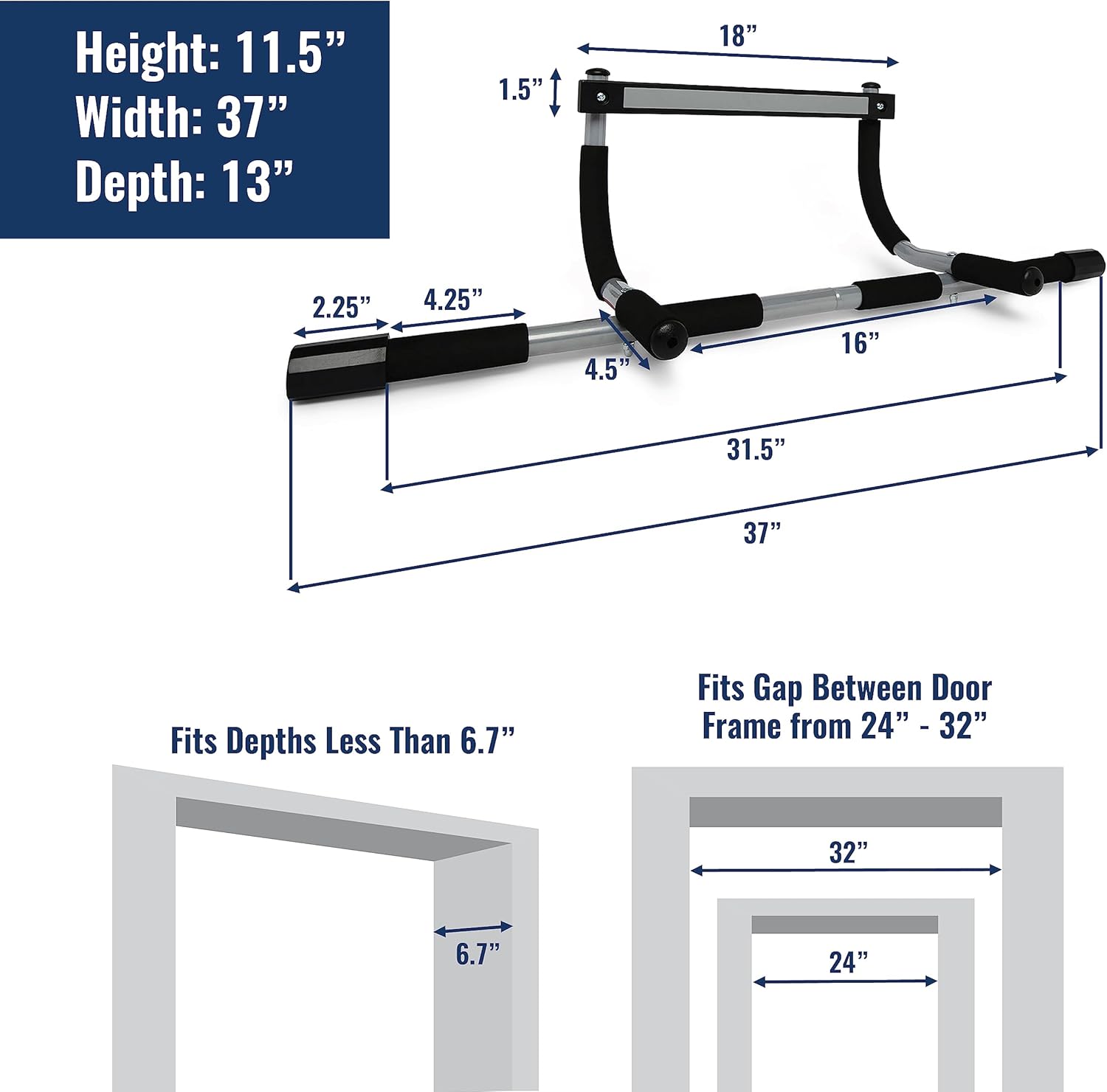 Iron Gym Express Home Pull Up Bar for Doorway – Portable Total Upper Body Home Gym Chin Up Bar for Strength Training & At Home Exercise – Our Door Frame Pull-Up Bar Is Easy to Assemble & Install - Image 2