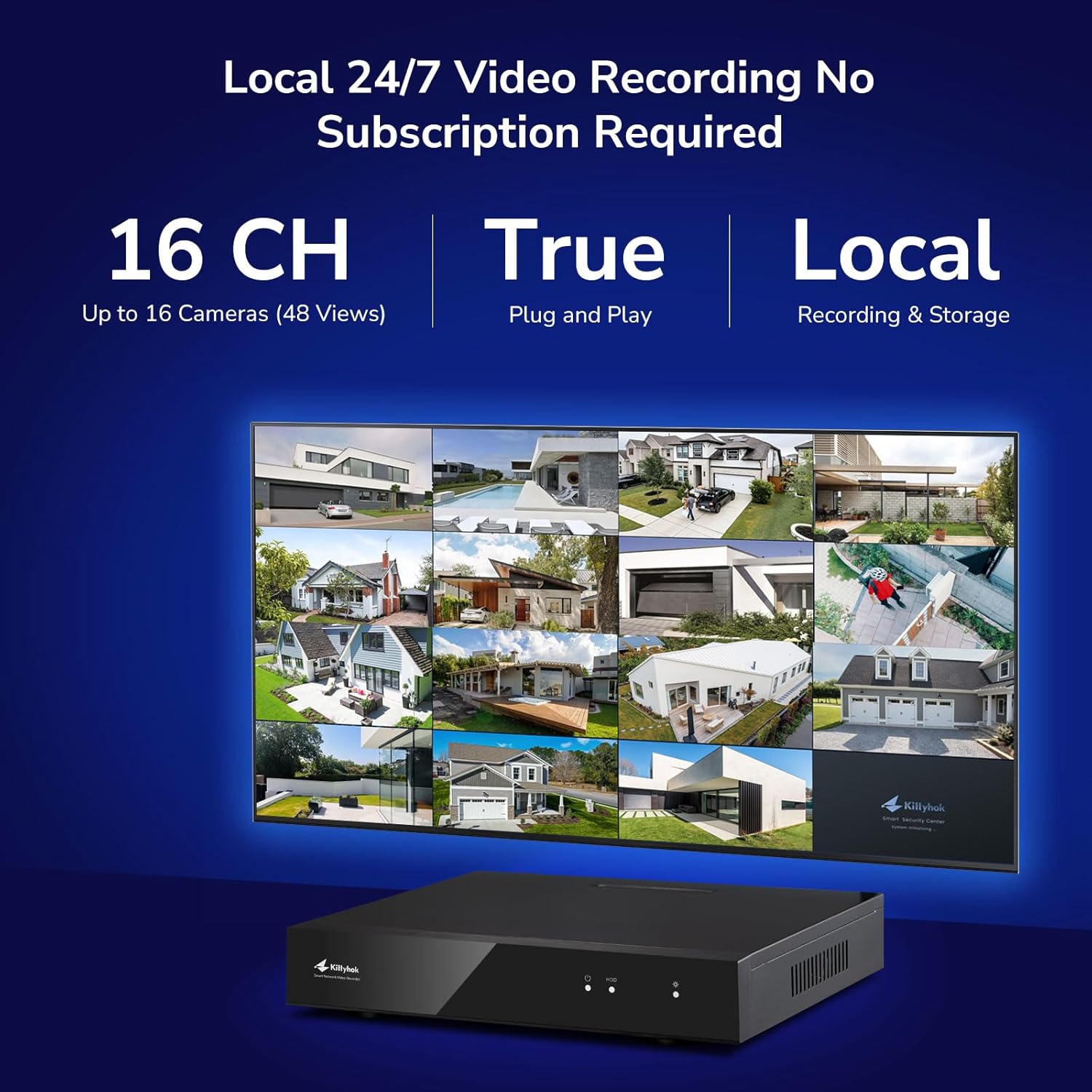 Home Security Camera System Wireless, Triple Lens 2K Security Cameras Wireless Outdoor with 360° Pan & Tilt, Motion Detection, Auto Tracking, 2.4/5GHz WiFi, Night Vision, 16CH NVR with 500GB HDD - Image 3