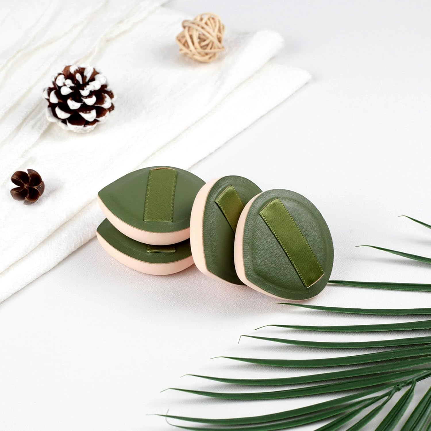 4-Pack Makeup Sponges – Latex-Free Blender Set for Foundation, Concealer & Powder, Soft, Reusable & Beginner-Friendly Beauty Tools (Green) - Image 7