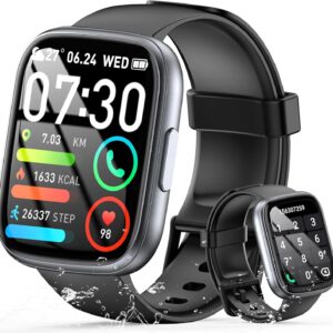 Smart Watch for Men Women (Answer/Make Call), 1.95″ Touch Screen Fitness Watch with Heart Rate/Sleep Monitor, IP68 Waterproof Smartwatch for Android iOS, Activity Tracke with 120+ Sports Modes, Black