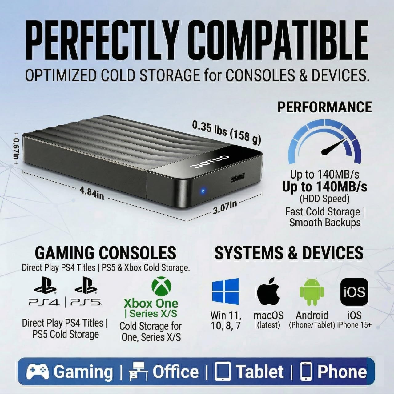 YOTUO Portable External Hard Drive Storage Expansion Mobile HDD USB 3.0 USB-C for PC, Mac, Desktop, Laptop, PS4, Xbox One X/S, Xbox 360, Office & Game (Black, 1TB) - Image 4