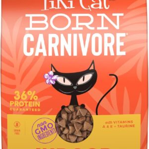 Tiki Cat Born Carnivore Indoor Health Non-GMO, Chicken and Turkey Meal Recipe 3 lbs.