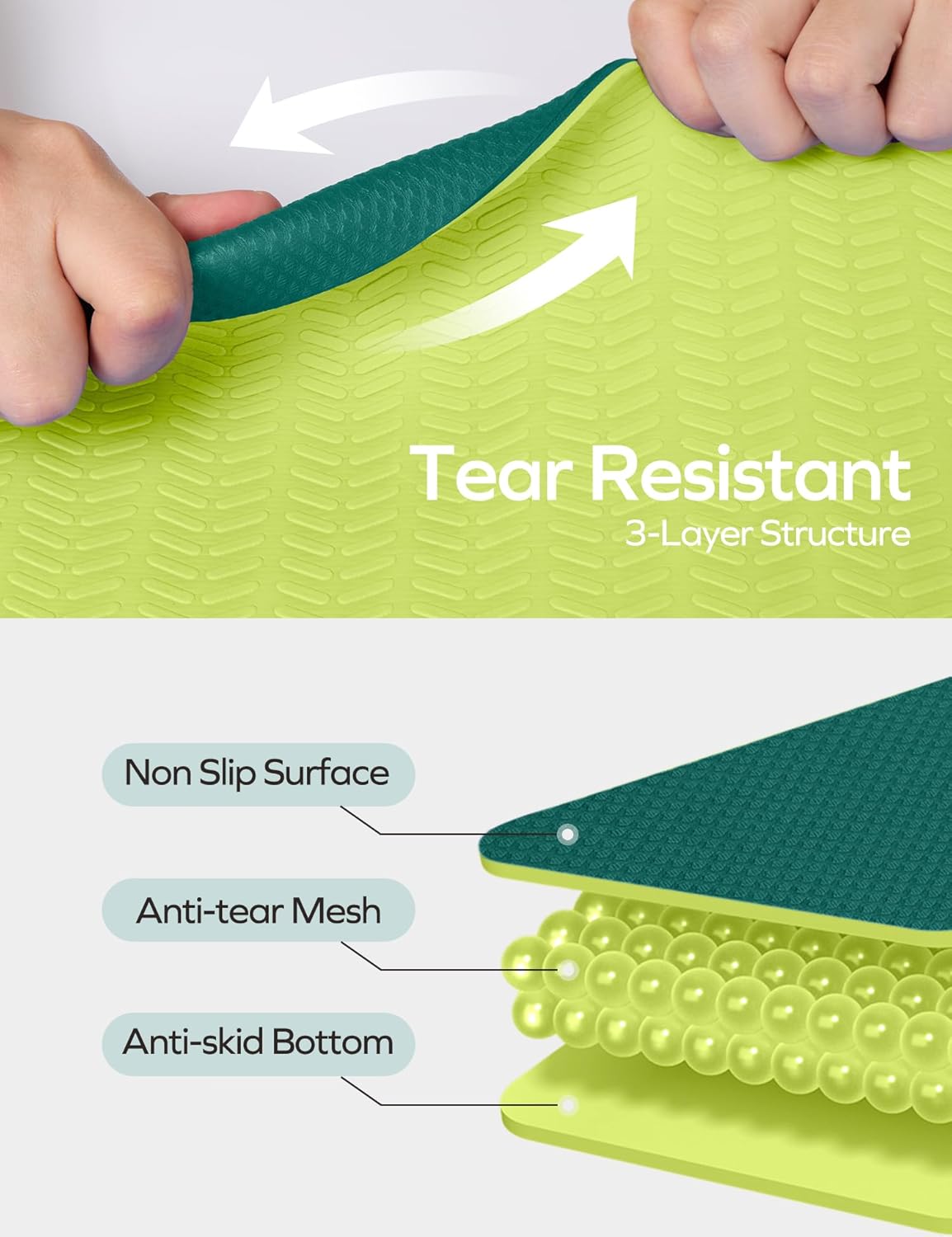 Ewedoos Eco Friendly Yoga Mat Thick TPE Yoga Mat Non Slip Yoga Mats Anti-tear Exercise Workout Mat for Women Men Kids Yoga, Pilates and Fitness - Image 4