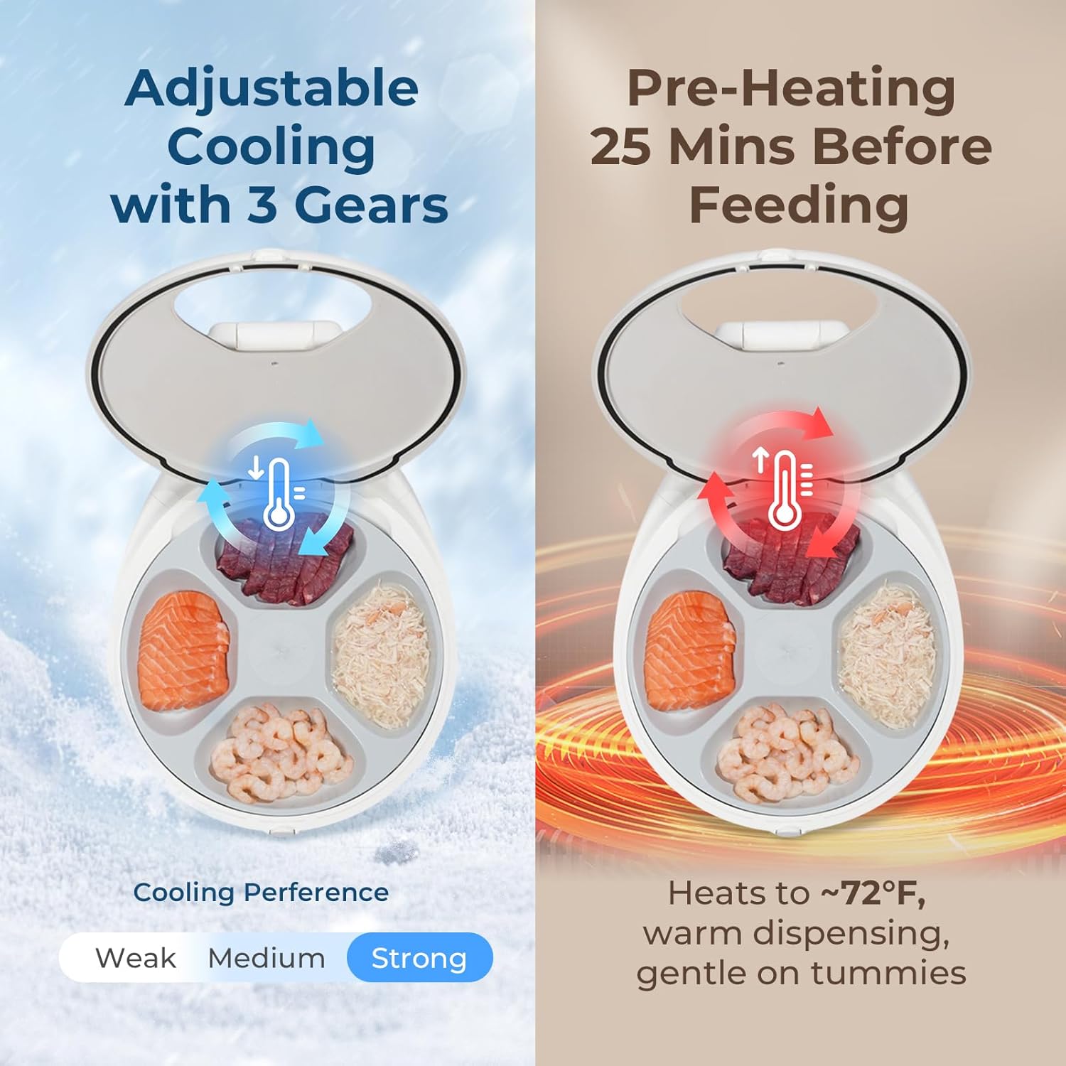 Automatic Cat Feeder Wet Food, 2026 Upgraded Smart Dual-Temp Refrigerated Auto Cat Feeder with Semiconductor Cooling & Pre-Heating, App-Controlled Pet Food Dispenser, Easy to Clean(White) - Image 5
