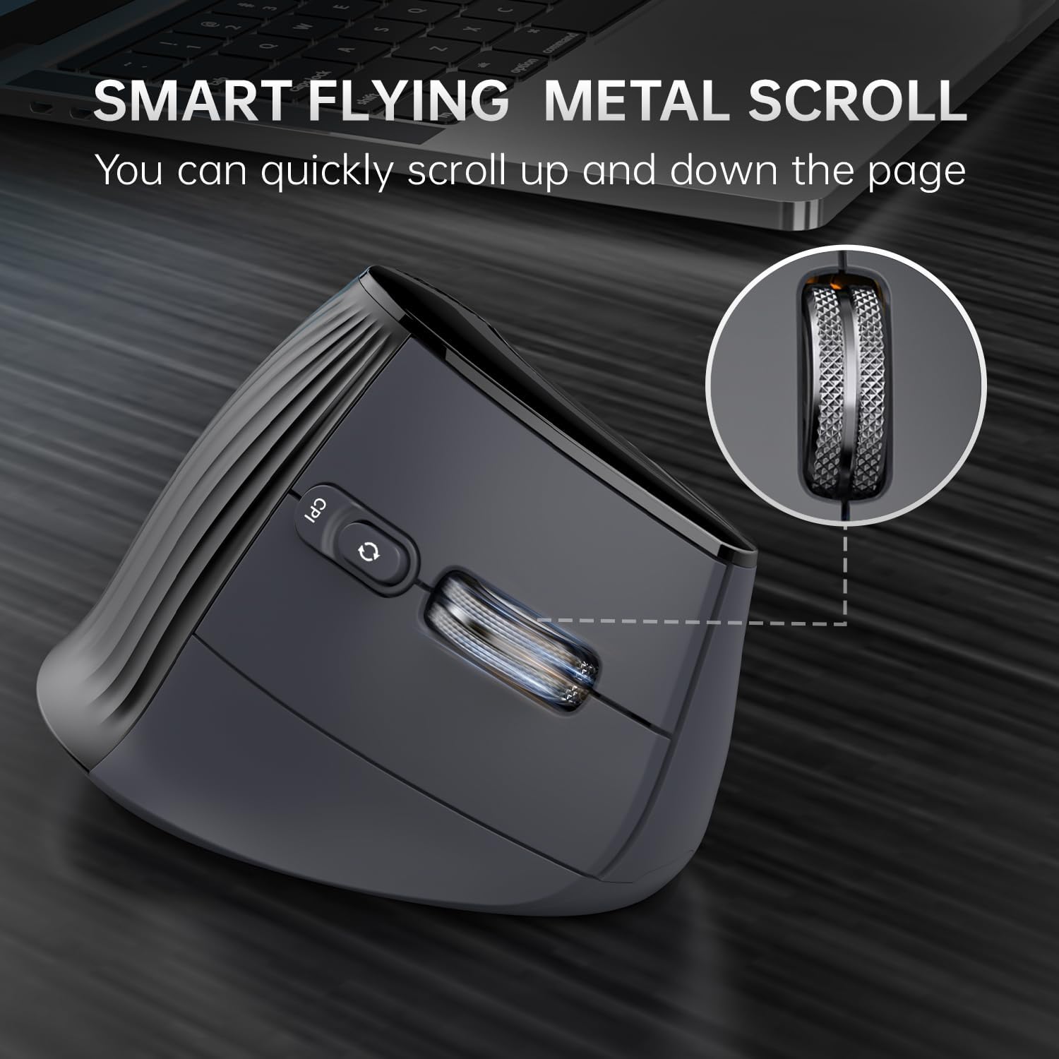 Ergonomic Vertical Mouse Wireless, Bluetooth Ultra-Fast Scrolling 4800 DPI Rechargeable Ergo Mouse, 2.4G Quiet Clicks 6 Buttons RGB Optical Mice, 3 Multi-Device Connectivity for Mac, Laptop - Black - Image 3
