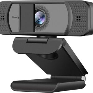 1080P Webcam with Microphone for PC Streaming, Web Camera for Desktop with Privacy Cover, 100° Wide Angle, Auto Light Correction, USB Plug&Play Web Cam for OBS/Gaming/Zoom/Skype/FaceTime/Teams/Twitch