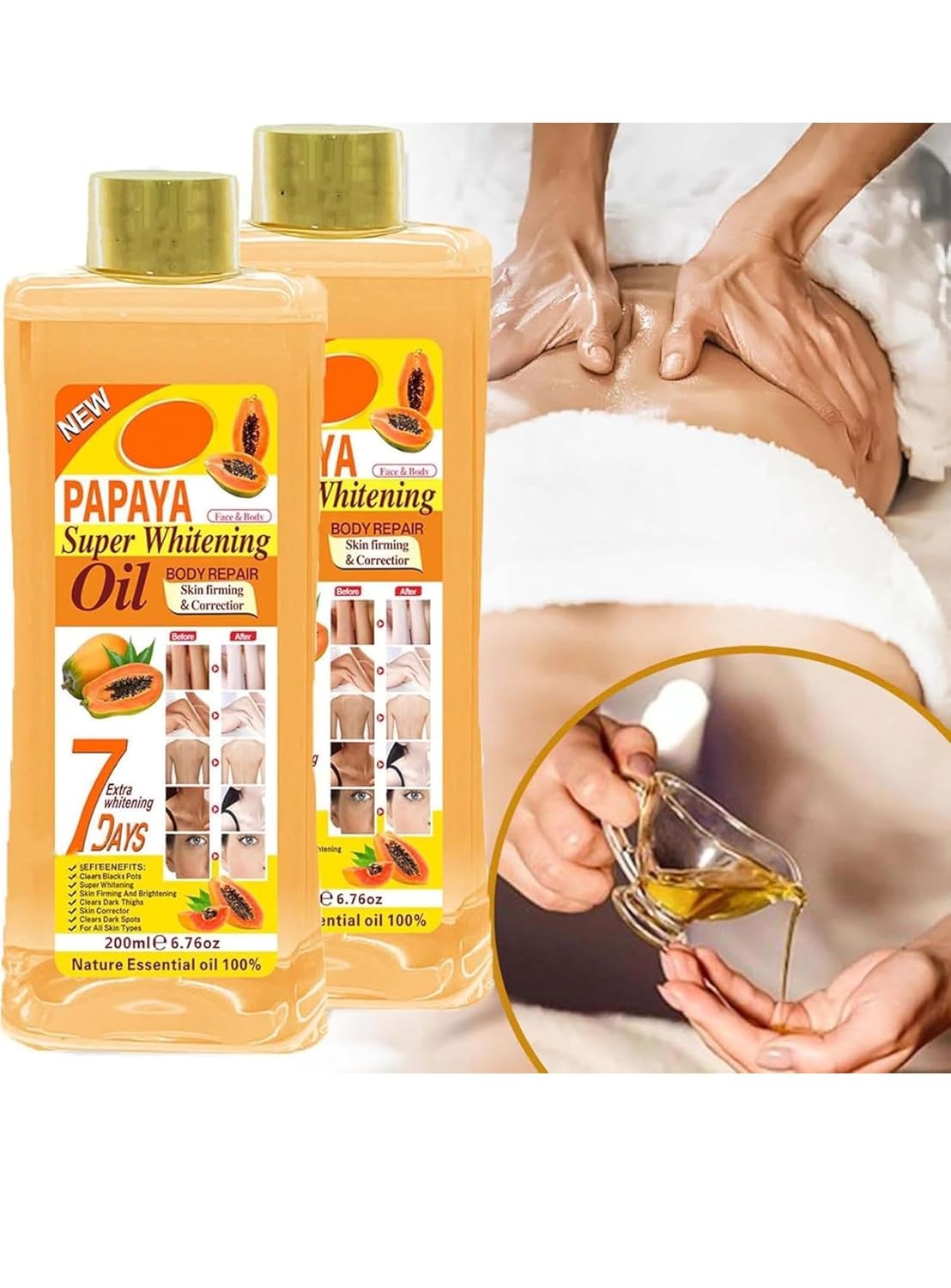 Soft 7 papaya Oil, Natural Moisturizing Oil for Face and Body, All Skin Types 6.7oz /200ml - Image 4