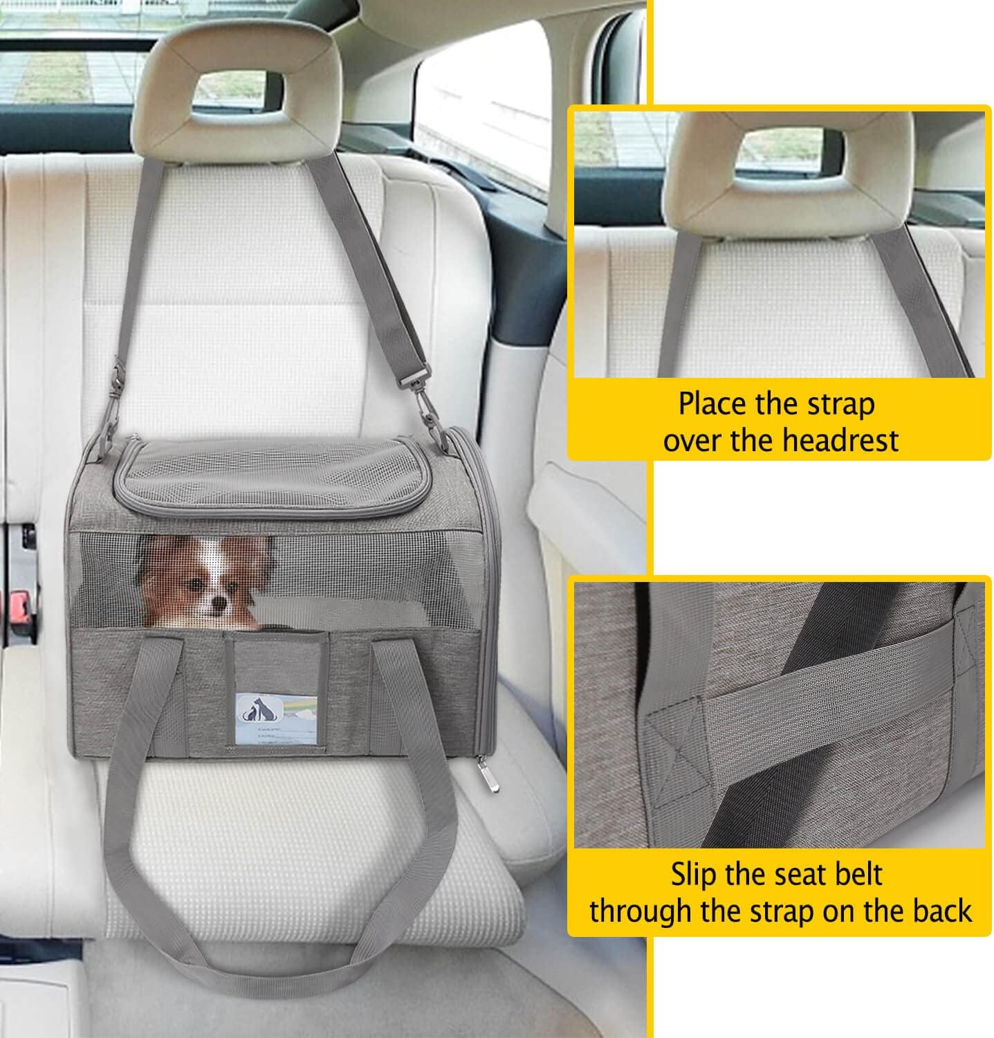 Refrze Cat Carrier for Large Cats 20 lbs, Medium Cat Under 25 lbs, Dog Carriers for Small Dogs, Soft Travel Pet Carrier for 2 Cats Small Dogs, Grey - Image 6