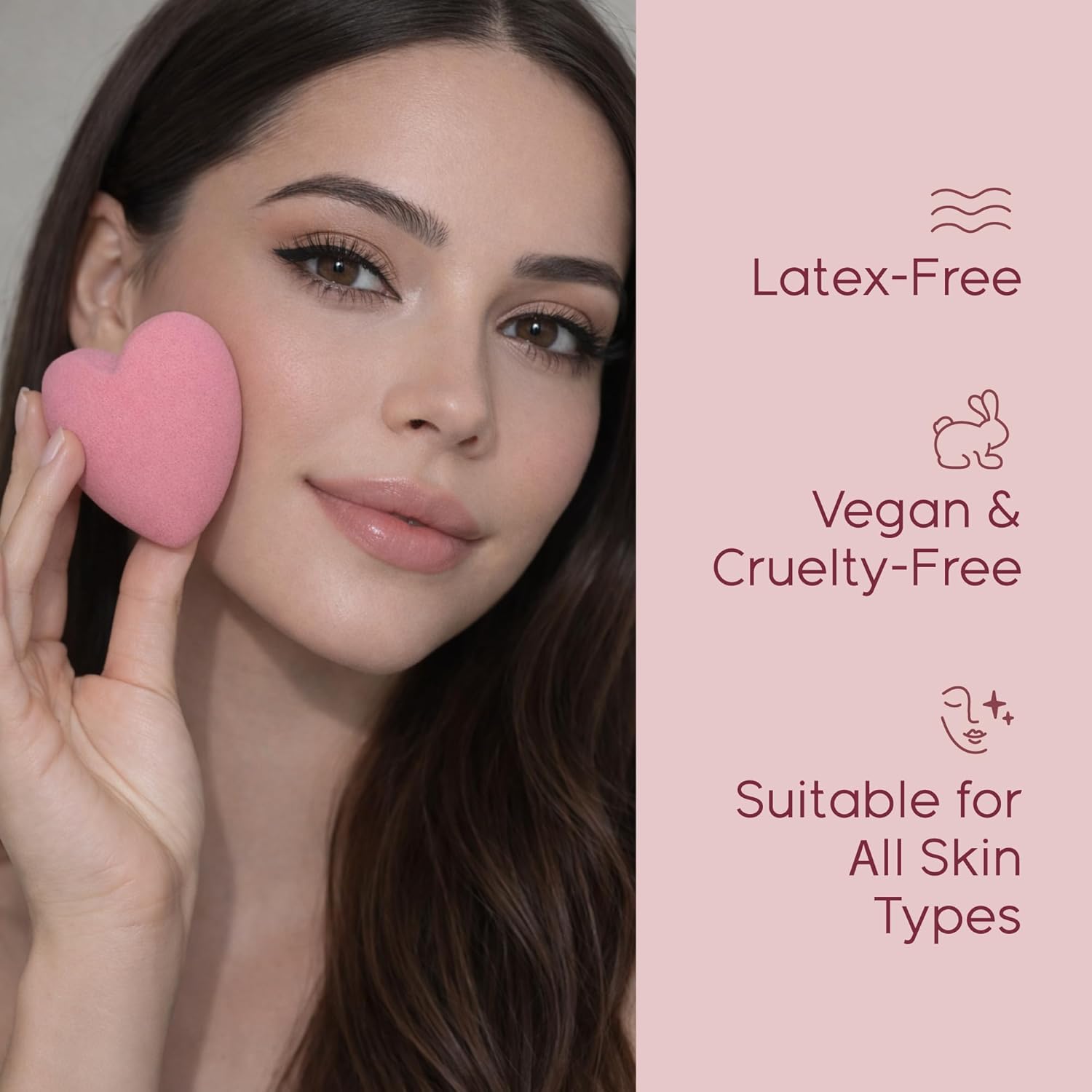 Heart-Shaped Makeup Sponges – Soft & Bouncy, Latex-Free Beauty Sponges for Liquid, Cream & Powder, Use Wet or Dry (6-Pack) - Image 2
