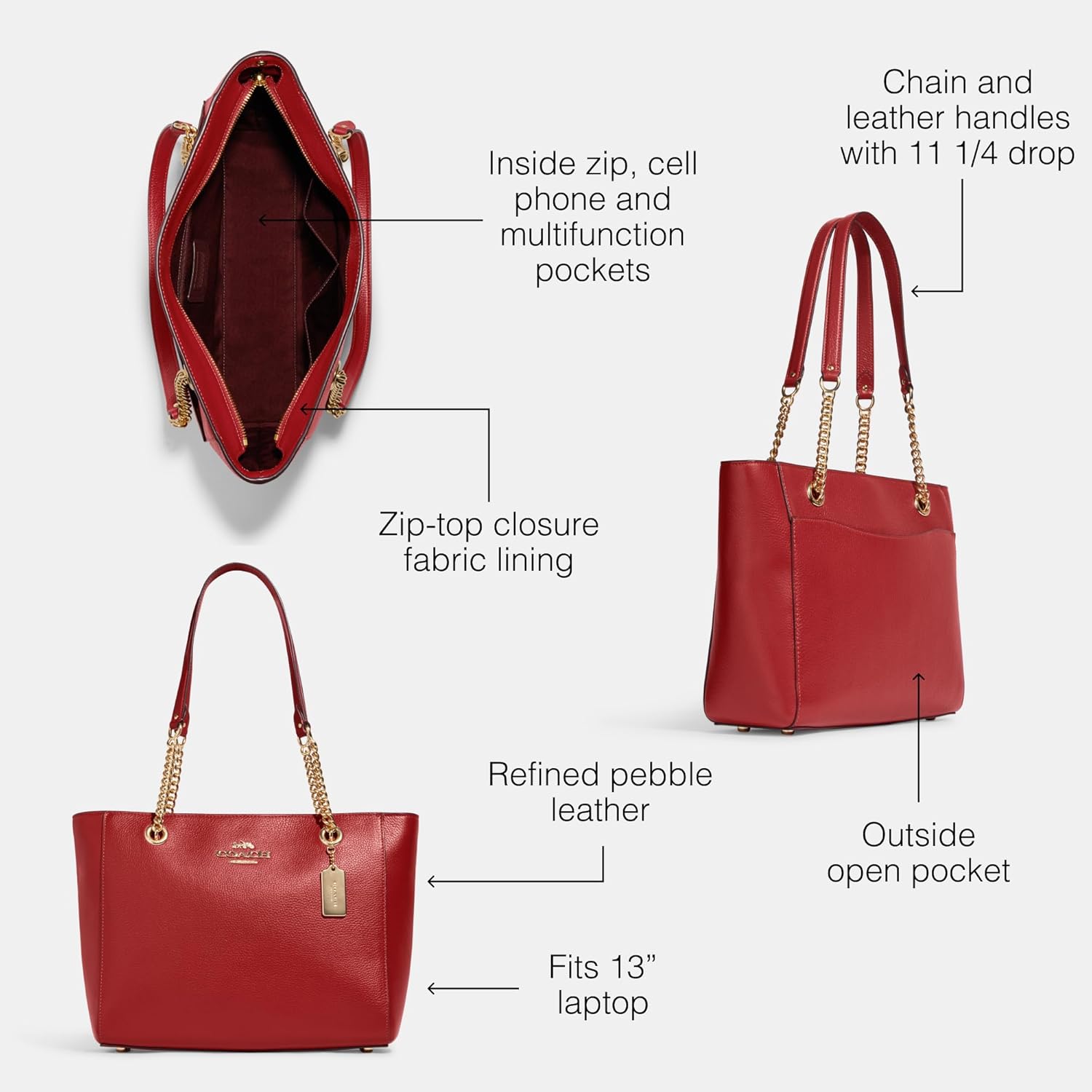 COACH womens Cammie Chain Tote - Image 3