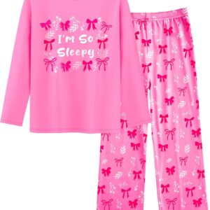 Sylfairy Girls Pajamas 2-Piece Pjs Set Kids Long Sleeve and Pants Jammies Casual Wear Girls’ Sleepwear Lounge Clothes Big Kid