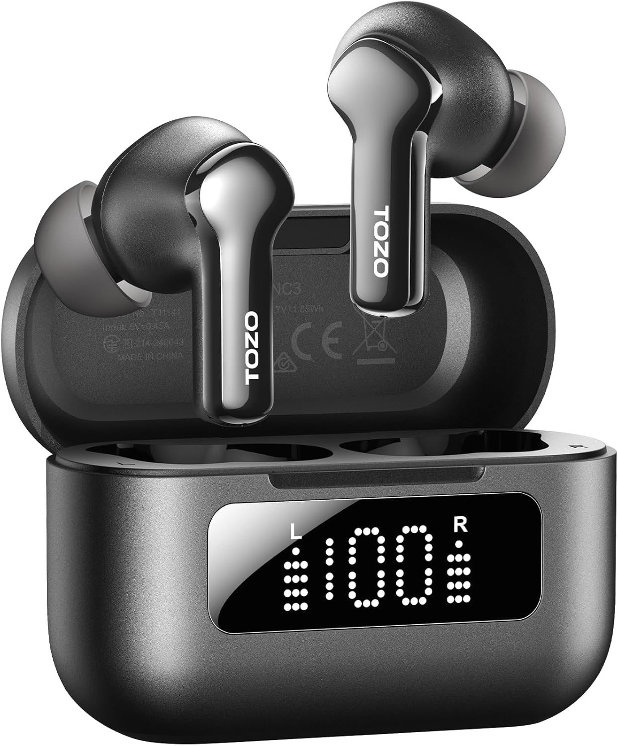 TOZO Hybrid Active Noise Cancelling Wireless Earbuds with 6 Mics AI Clear Call Ear Buds 68H Playtime with LED Display 32 Preset EQs via APP Bluetooth 5.3 IPX8 Waterproof in Ear Headphones