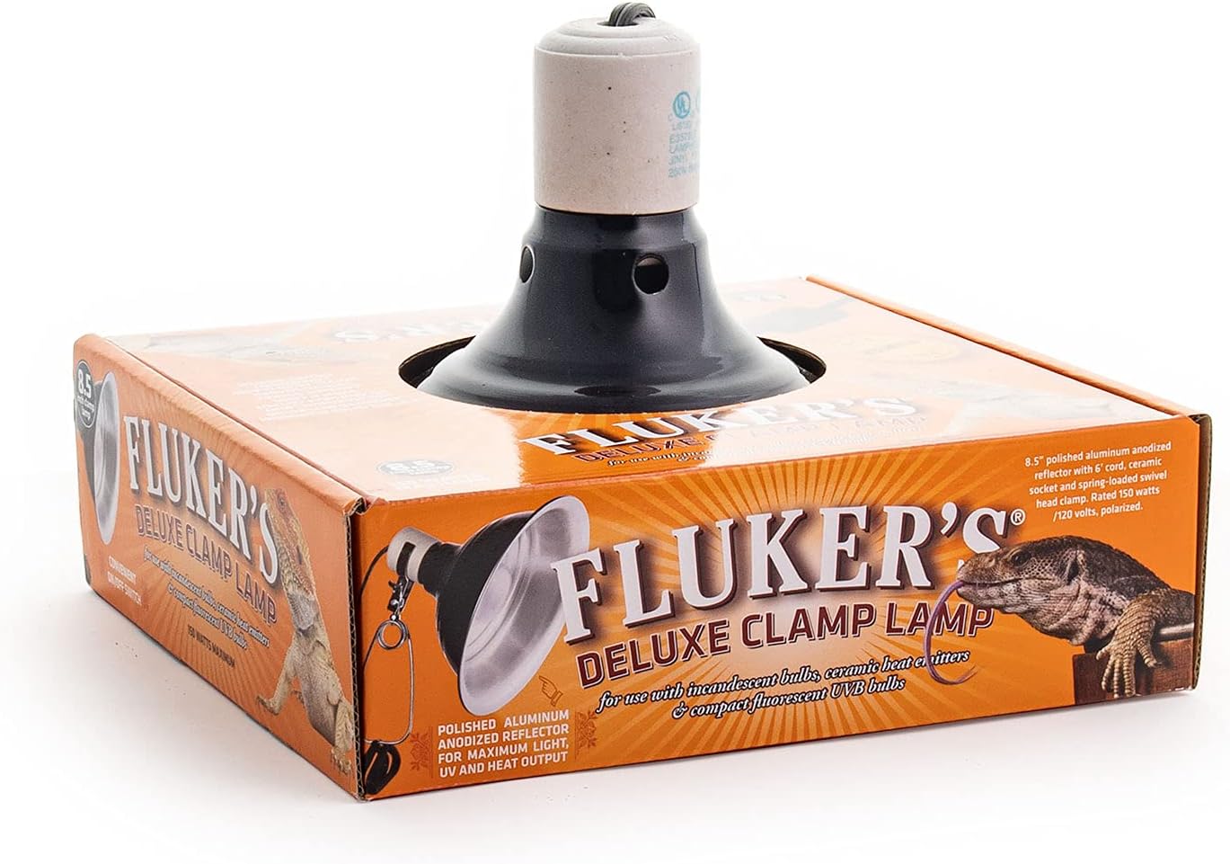 Fluker's Repta-Clamp Lamp, Heavy Duty Clamp Light For Reptile Tanks and Terrariums, UL/CUL Approved, Great for Reptile Basking, 150-Watt Maximum with On/Off Switch, 8.5" - Image 2