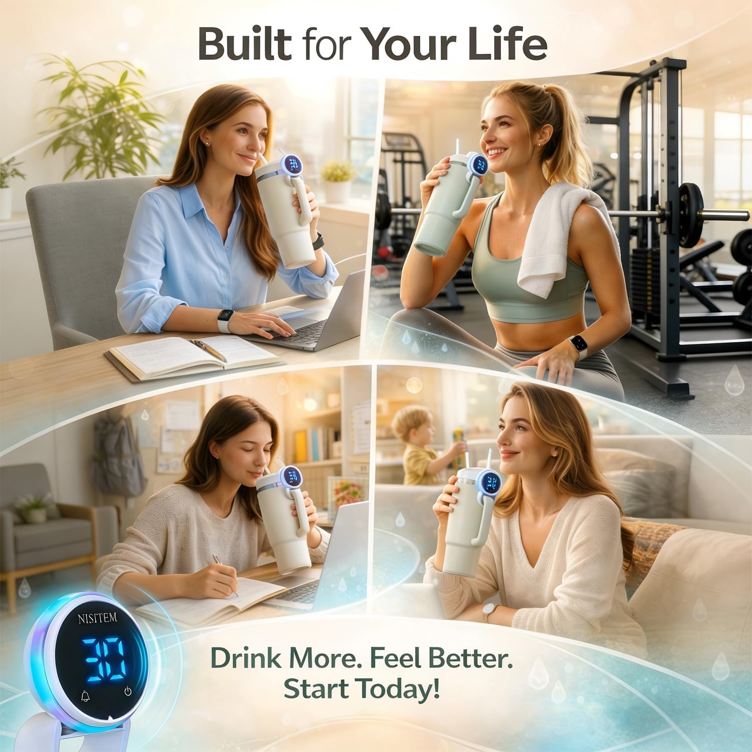 Drink Water Reminder for Stanley Cup 2.0 30oz 40oz – Water Bottle Reminder to Drink, Hydration Tracker Timer Clip, Smart Water Reminder Device, LED Beep Alert, USB-C Stanley Accessory - Image 9