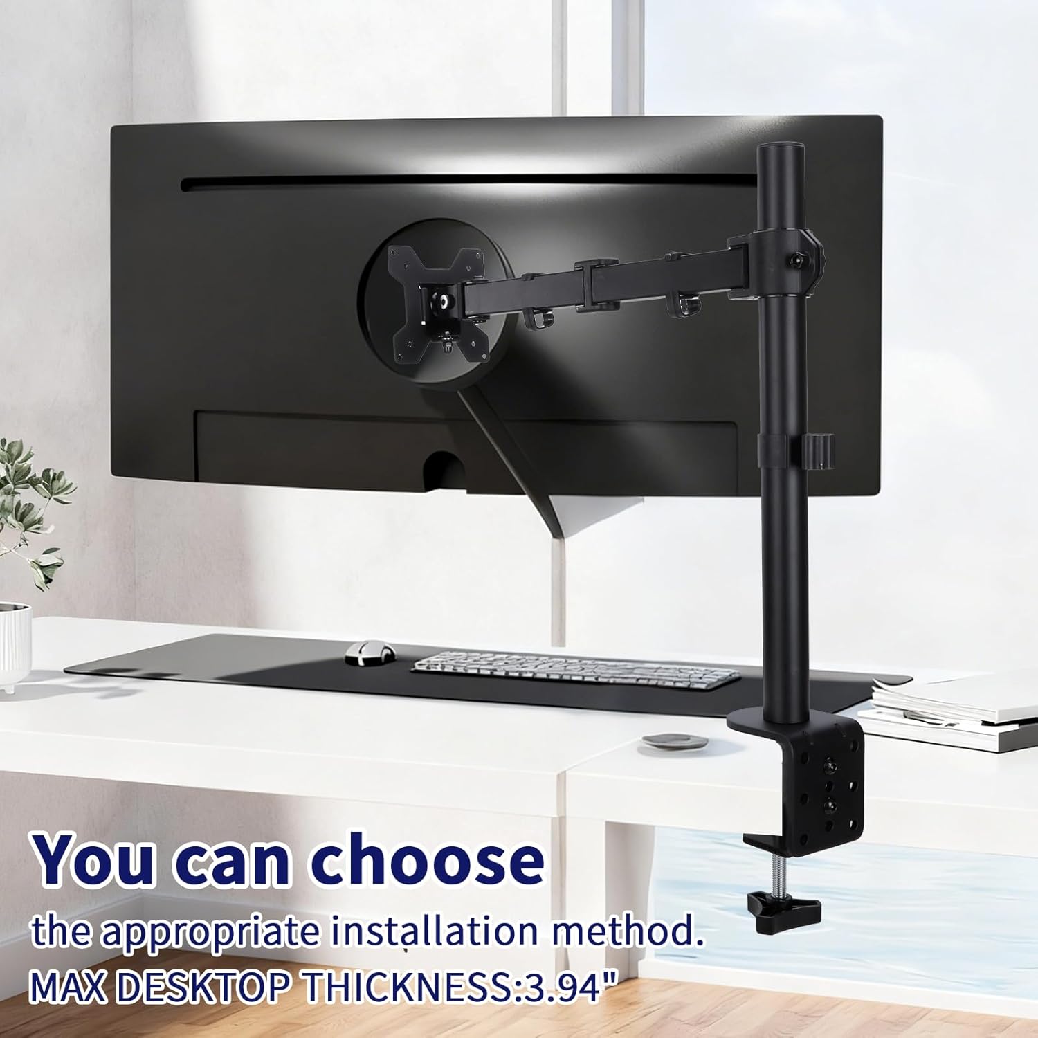 Single Monitor Desk Mount, Heavy Duty Adjustable Monitor Stand for 13"-32" Screen, Monitor Arm Desk Mount Holds Up to 22lbs with C Clamp/Grommet Base - Image 7