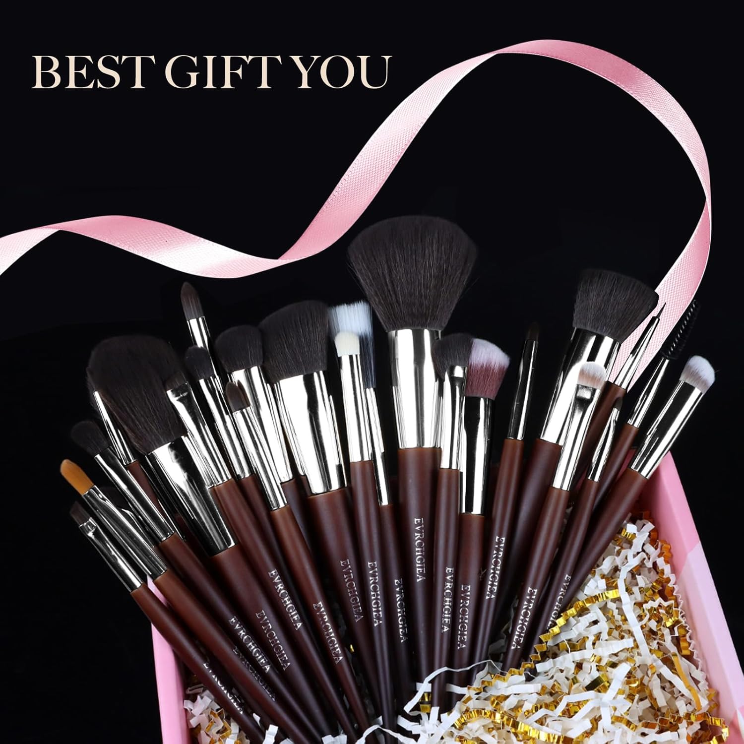 Professional Makeup Brush Set, 25Pcs Powder Foundation Blush Eyeshadow Brushes with Travel Case. All in One Brush Set, Soft Synthetic Vegan & Cruelty-Free (brown) - Image 6