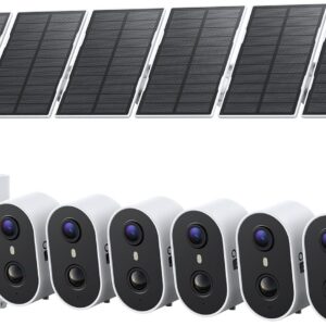 aosu Solar Security Cameras Wireless Outdoor Home System, True 2K HD, Cross-Camera Tracking, PIR + AI Human Detection, Color Night Vision, Local Storage, No Subscription Required, 6-Cam-Kit