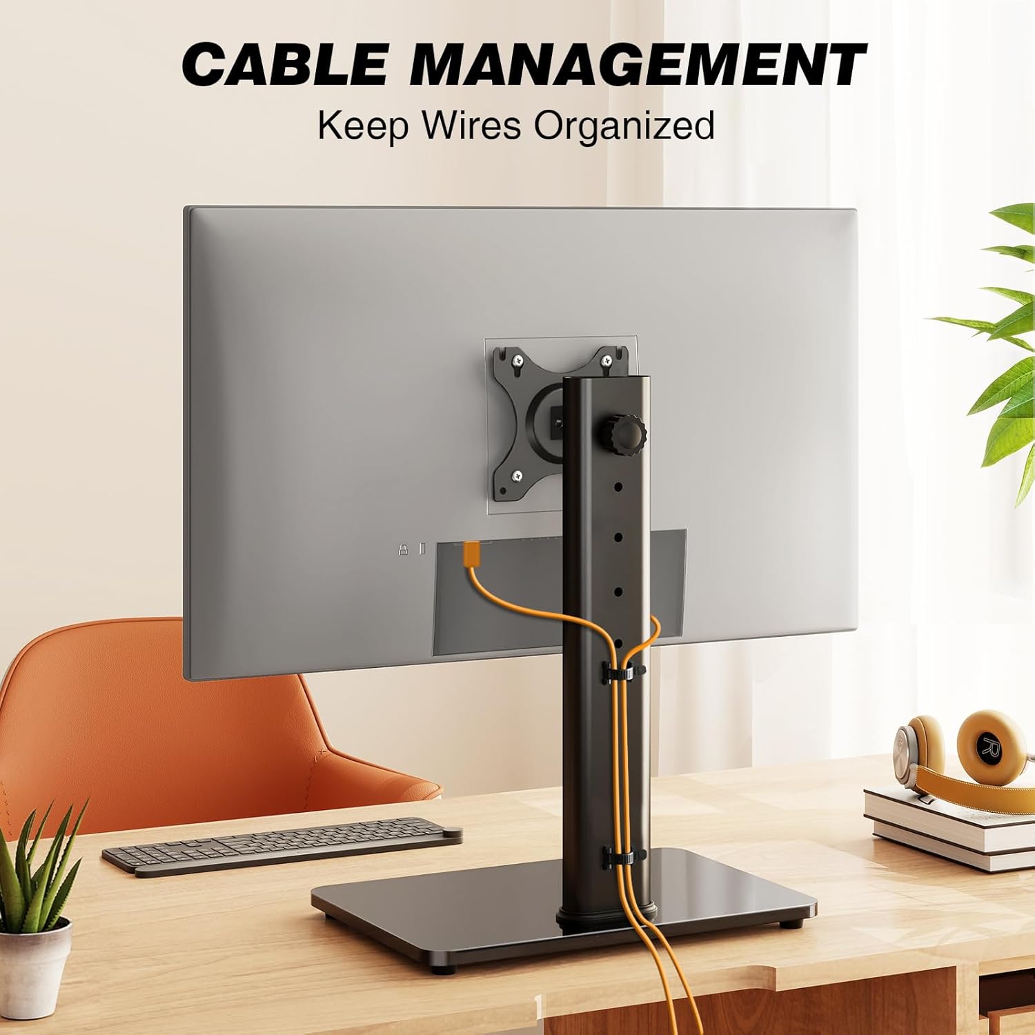 Single Monitor Stand VESA Mount for 13-32 Inch Screens, Free-Standing Monitor Riser with Swivel Tilt Rotation Height Adjustable, Universal Desk Stand up to 44lbs, VESA 75x75, 100x100mm - Image 8