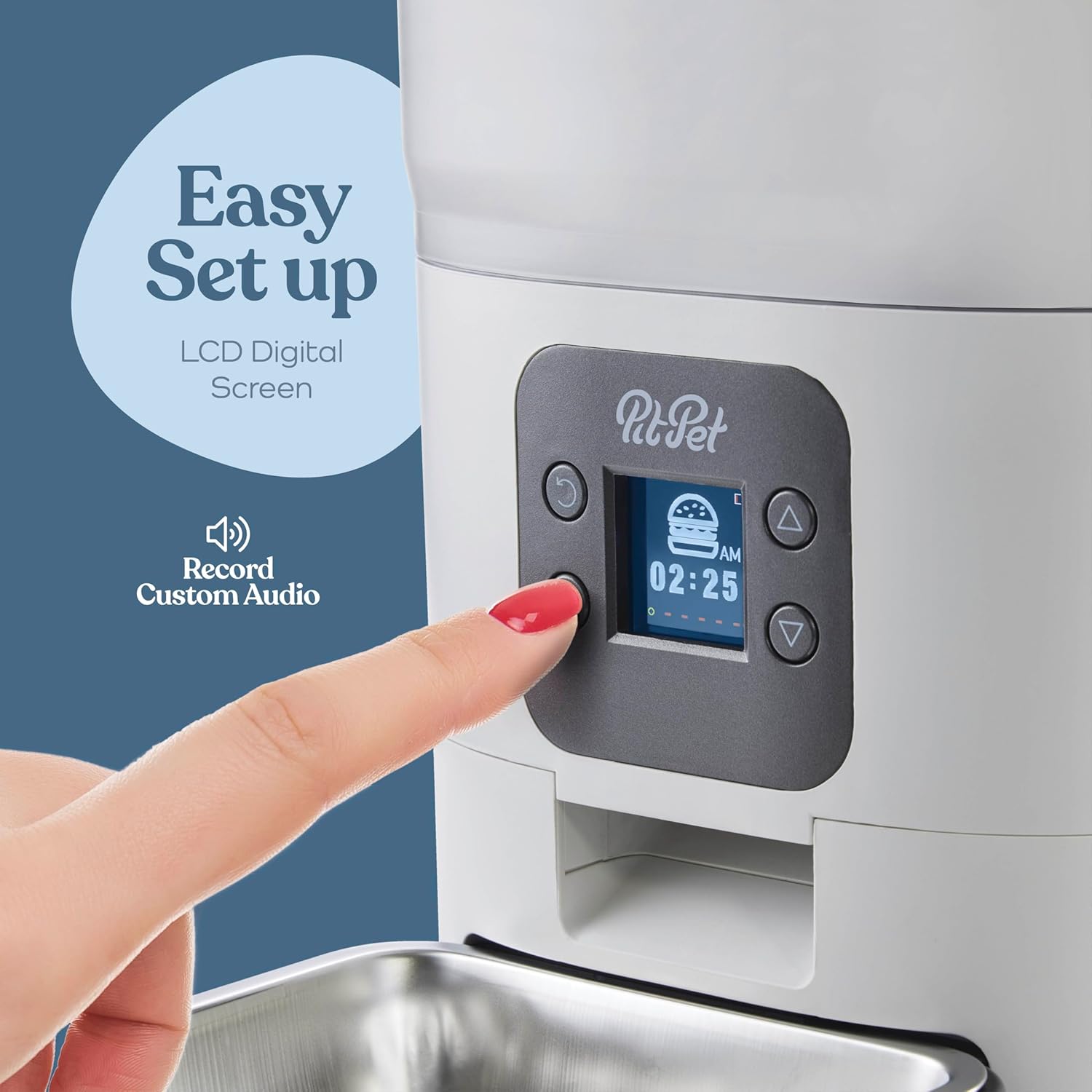 Smart Automatic Cat Feeder - 6-L Reliable Automatic Cat Food Dispenser with Display LCD Screen for Easy Set Up - (White) - Image 6