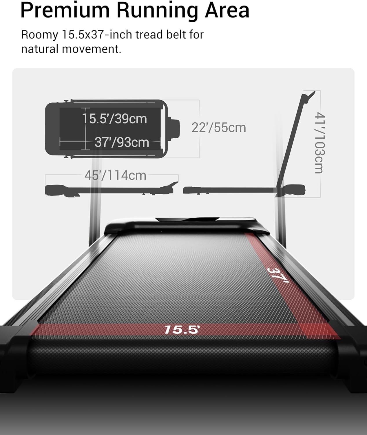 3-in-1 Foldable Treadmill with 300 LBS Capacity, 15% Walking Pad Treadmills for Home and Office, 2.5 HP Under Desk Treadmill with Quiet Brushless - Image 5