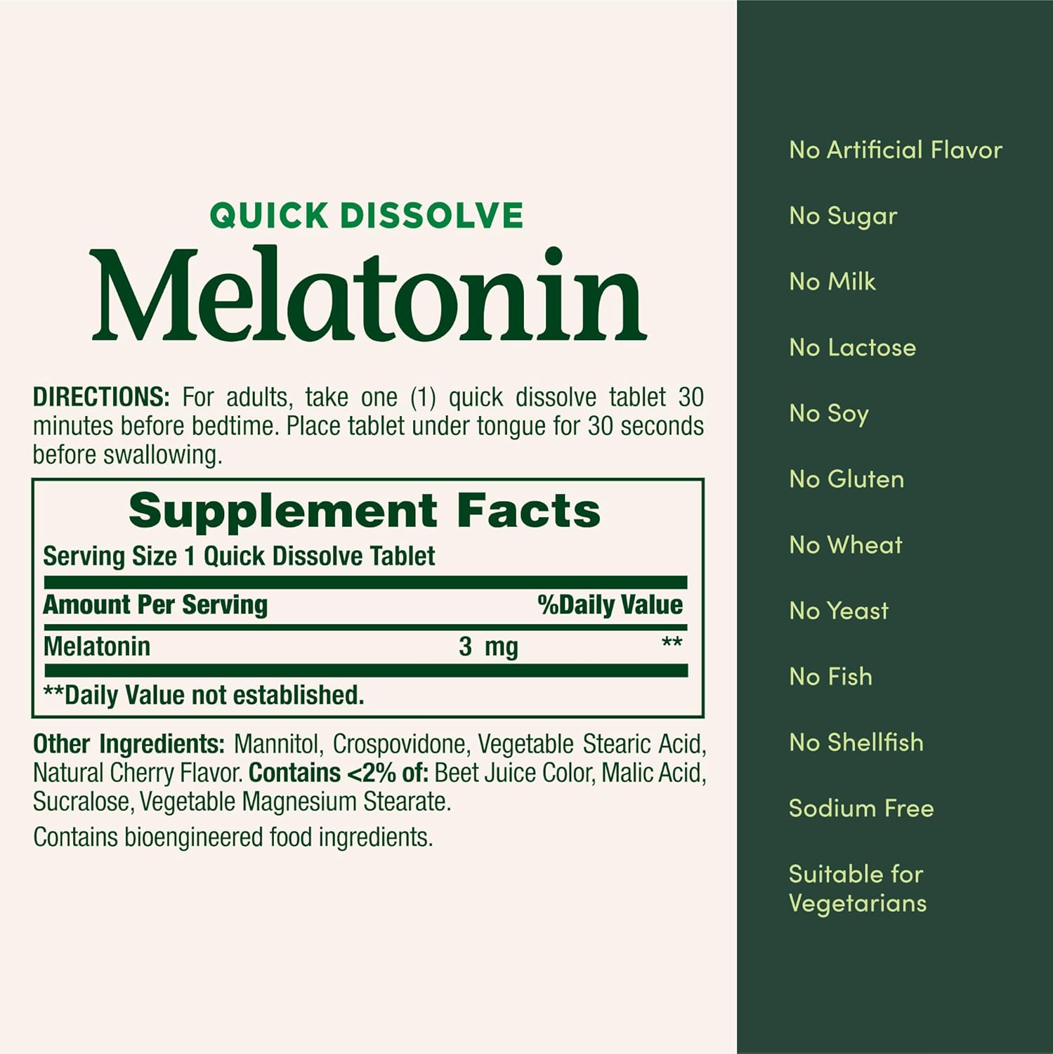 Nature's Bounty Melatonin 3mg Quick Dissolve, Sleep Aid Supplement, Sleep Aids for Adults, Cherry Flavor, 240 Count (Pack of 1) - Image 5