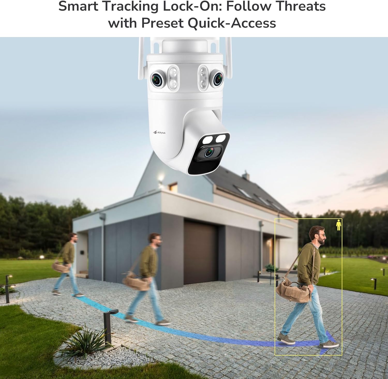Home Security Camera System Wireless, Triple Lens 2K Security Cameras Wireless Outdoor with 360° Pan & Tilt, Motion Detection, Auto Tracking, 2.4/5GHz WiFi, Night Vision, 16CH NVR with 500GB HDD - Image 6