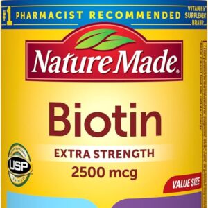 Nature Made Biotin 2500 mcg Extra Strength, Biotin Supplements Support Healthy Hair Skin & Nails, 150 Softgels, 150 Day Supply