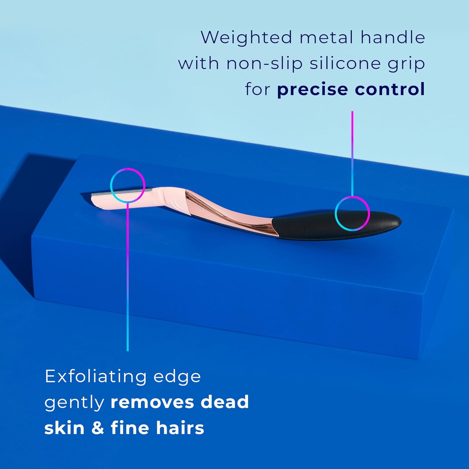Schick Hydro Silk Dermaplaning Wand, Dermaplaning Tool for Face | Dermaplane Razor for Women Face, Eyebrow Razor, Peach Fuzz Remover, Includes 1 Weighted Metal Handle with 3 Refill Blades - Image 7