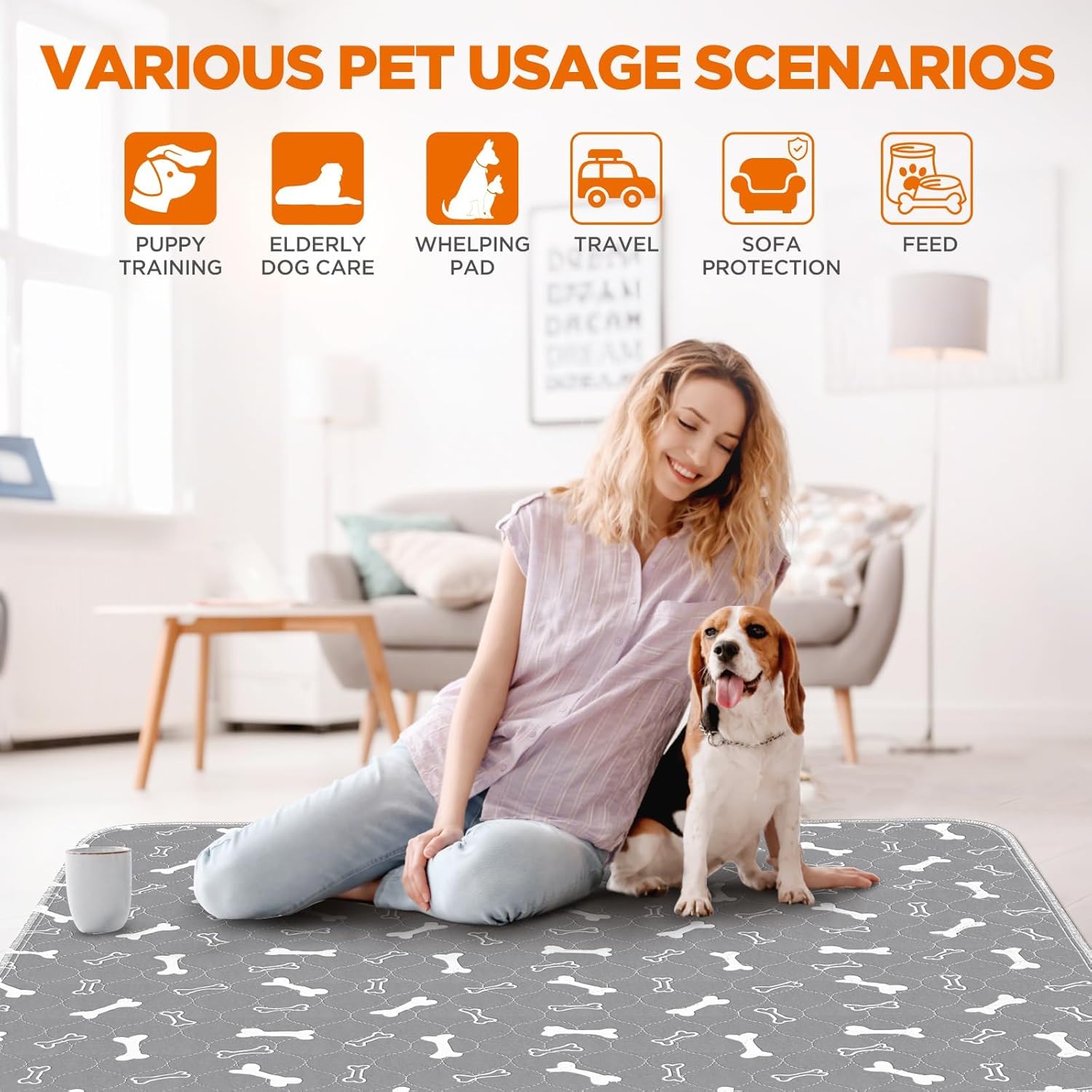 Washable Pee Pads for Dogs, 2Pack Reusable Puppy Pads, Fast Absorbent Dog Pee Pads for Crate Pet Training Pads, Waterproof Whelping Pads for Dogs Bed Mat Crate Indoor (Grey, 18x24) - Image 3