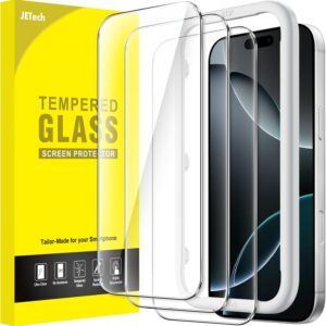 JETech Screen Protector for iPhone 16 Pro 6.3-Inch, Tempered Glass Film with Easy Installation Tool, Case-Friendly, HD Clear, 3-Pack