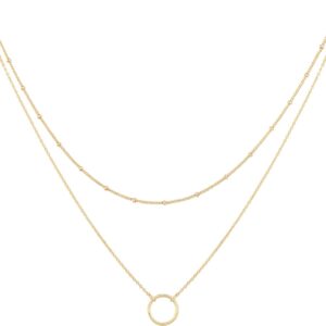 MEVECCO Layered Heart Necklace Pendant Handmade 18k Gold Plated Dainty Gold Choker Arrow Bar Layering Long Necklace for Women
