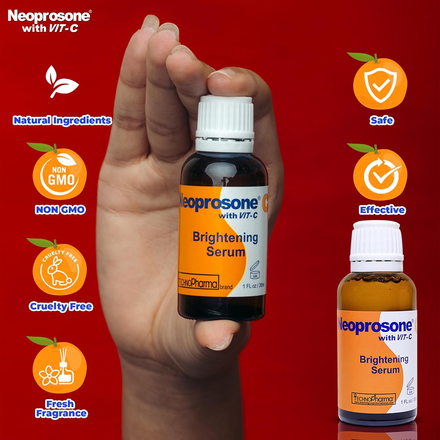 Neoprosone, Vitamin C Serum for Face | 1 Fl oz / 30ml | Brightening Serum For Dark Circle, Wrinkles | with Alpha Arbutin and Castor Oil - Image 8