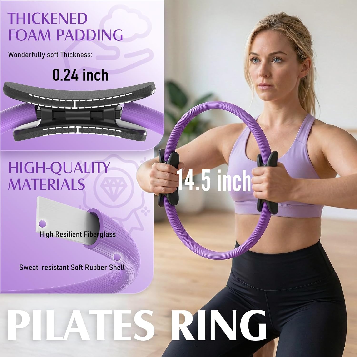 JKSHMYT Pilates Ring Fitness Circle for Women, Pilates Equipment – 14.5" Home Magic Exercise Workout, Better me Pilates Essentials Starter Set for Beginners Toning Shape Full Body - Image 3