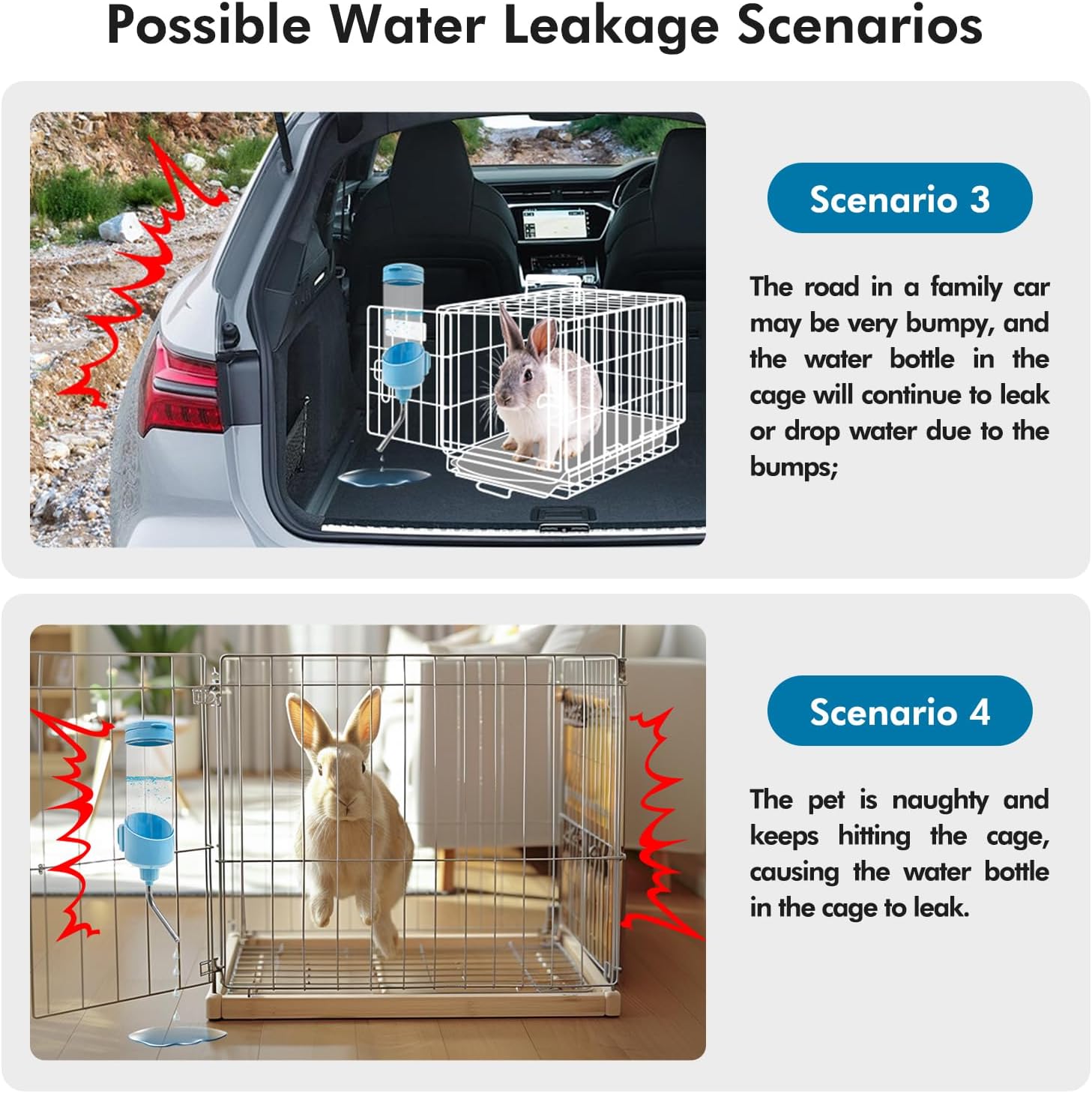 Vannon Top Fill Small Animal Water Dispenser for Cage, 23oz Auto Feeding Crate Water Bottle for Rabbit, Chinchilla, Ferret, Guinea Pig, Squirrel, Hedgehog, Pet Nozzle Diameter: 10mm, BPA Free, Blue - Image 4