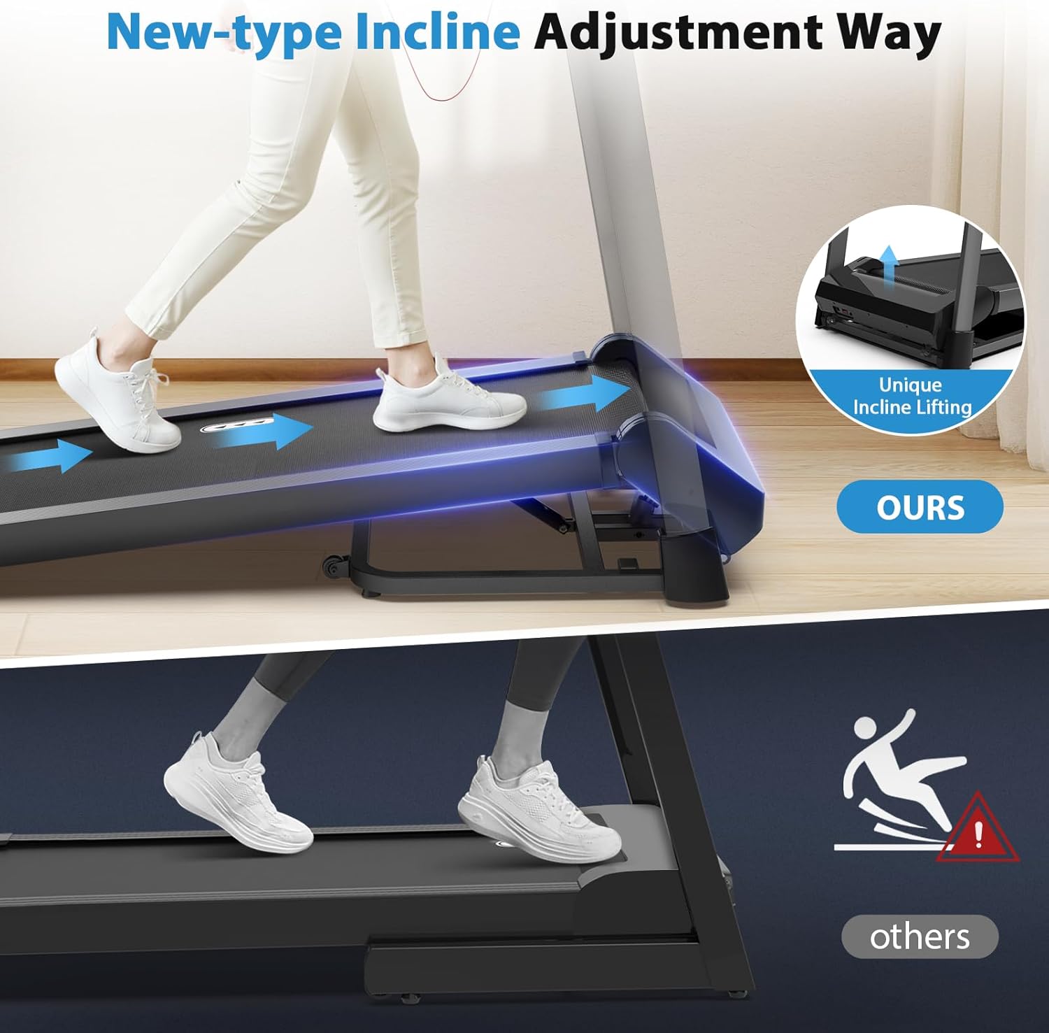 CIIHI Treadmill with Auto Incline - 450 LBS Capacity 15% Auto Incline Treadmill for Home, 0.5-10 MPH Foldable Running Machine with 47.2”x18.1” Belt, APP, Speaker, Speed & Incline Quick Button - Image 6