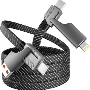 4 in 1 Charging Cable Fast Charging 65W, USB C Cable 4-in-1 USB Multi Charging Cable with E-Mark Chip, Multiple iPhone Charger Cord for iPhone 17-12 Series/Pad/Android/Tablets More, Carplay Cable(4FT)