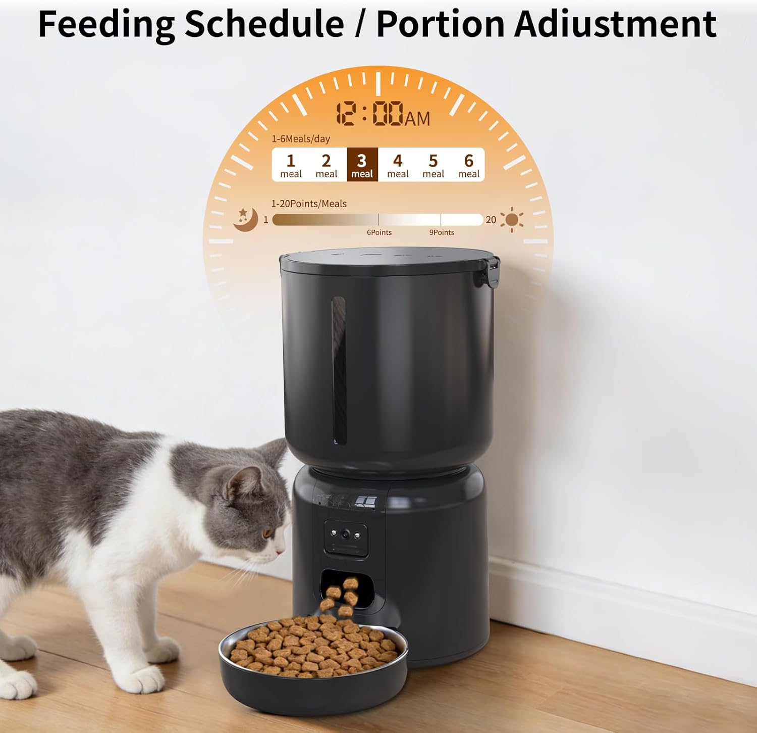 Automatic Cat Feeder and Waterer Set, 4L App Control Smart Cat Feeder with 2MP Camera, WiFi, Anti-Clog for Mix Food, 2.2L Filtered Pet Water Fountain with LED Light, Stainless Steel Bowl, Dual Power - Image 5
