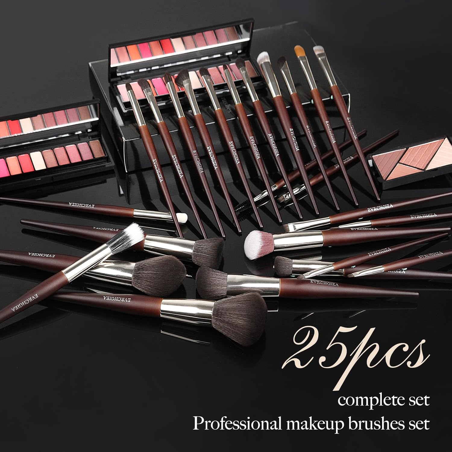 Professional Makeup Brush Set, 25Pcs Powder Foundation Blush Eyeshadow Brushes with Travel Case. All in One Brush Set, Soft Synthetic Vegan & Cruelty-Free (brown) - Image 7
