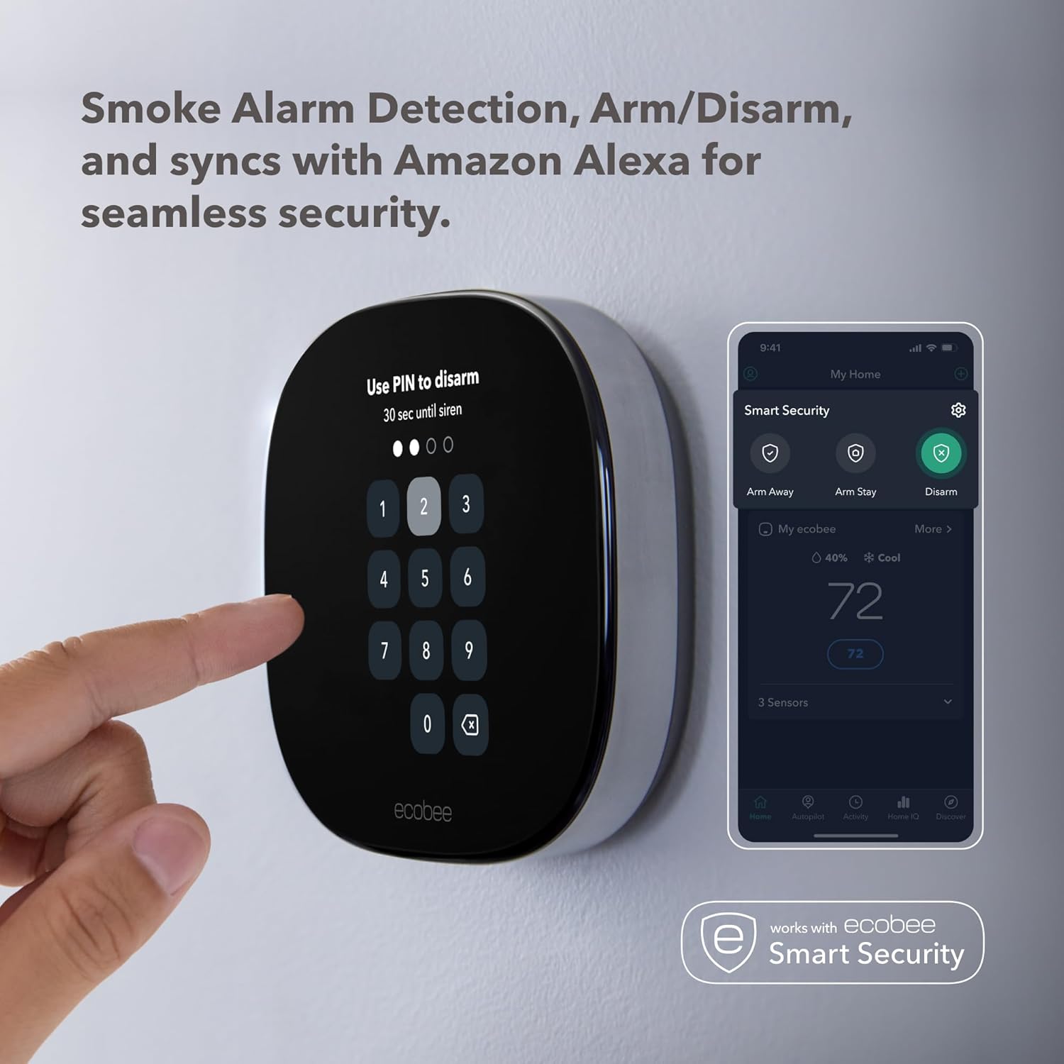 ecobee Comfort and Security Bundle, Smart Thermostat Premium with Siri and Alexa and Built in Air Quality Monitor and Smart Sensor with SmartSensor for Doors and Windows 2-Pack - Image 3