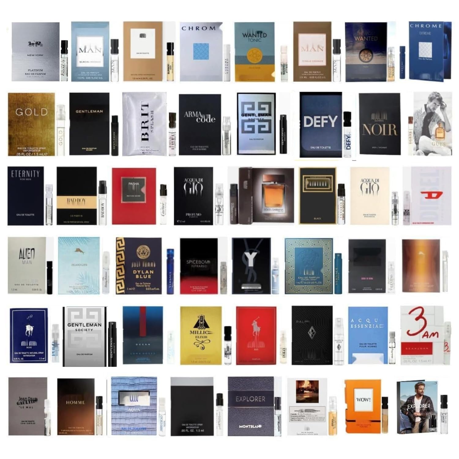 Selection of 11 Designer Cologne Sample Vials For Men Mixture of Perfumes - Excellent Quality Products - Mix of Scents for all situations - Great for Travel and Smelling Nice at all Times
