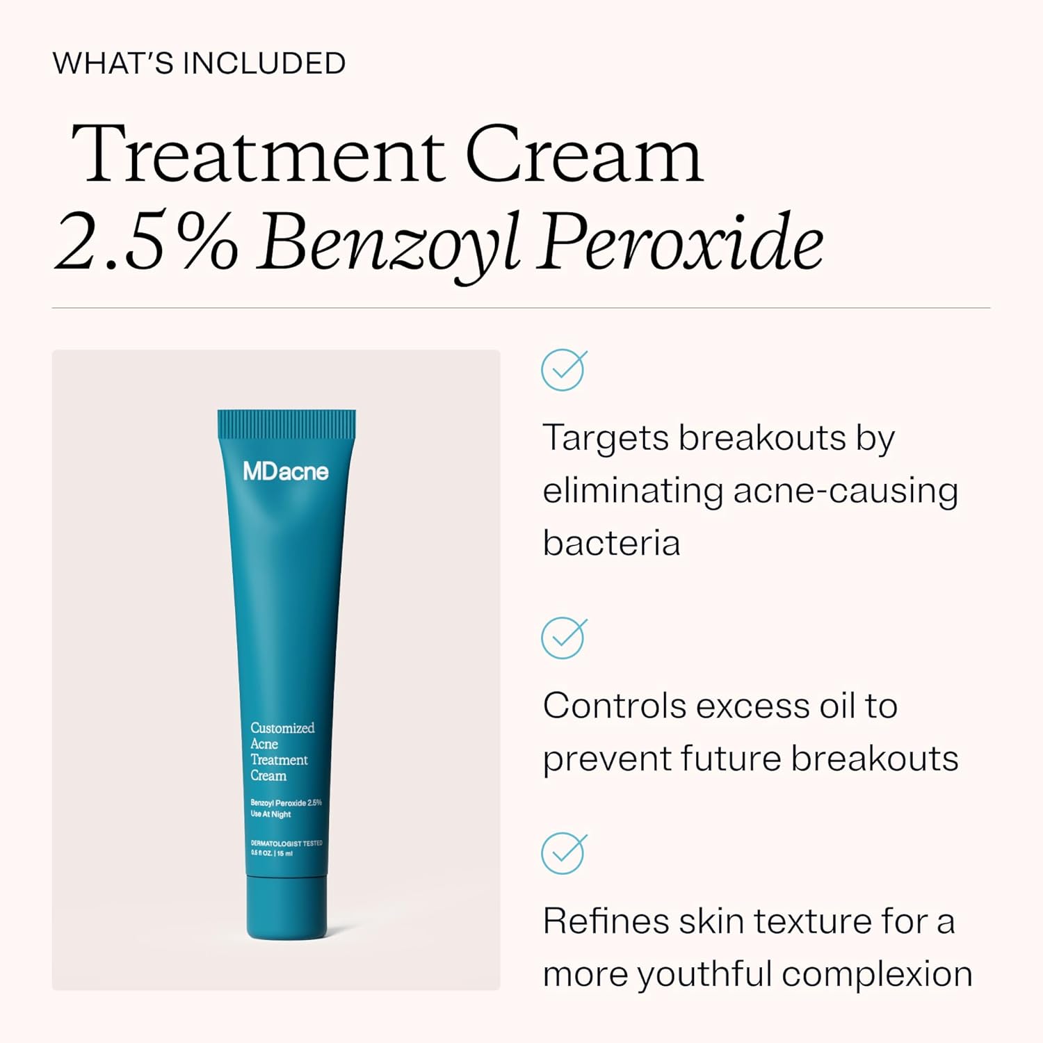 MDacne 3 Step Face Acne Treatment Kit, Benzoyl Peroxide Cream 2.5%, Salicylic Acid Cleanser, Niacinamide Moisturizer – Medicated Plant-Based Skincare for Adult & Teen Acne, 30 Day Kit - Image 5