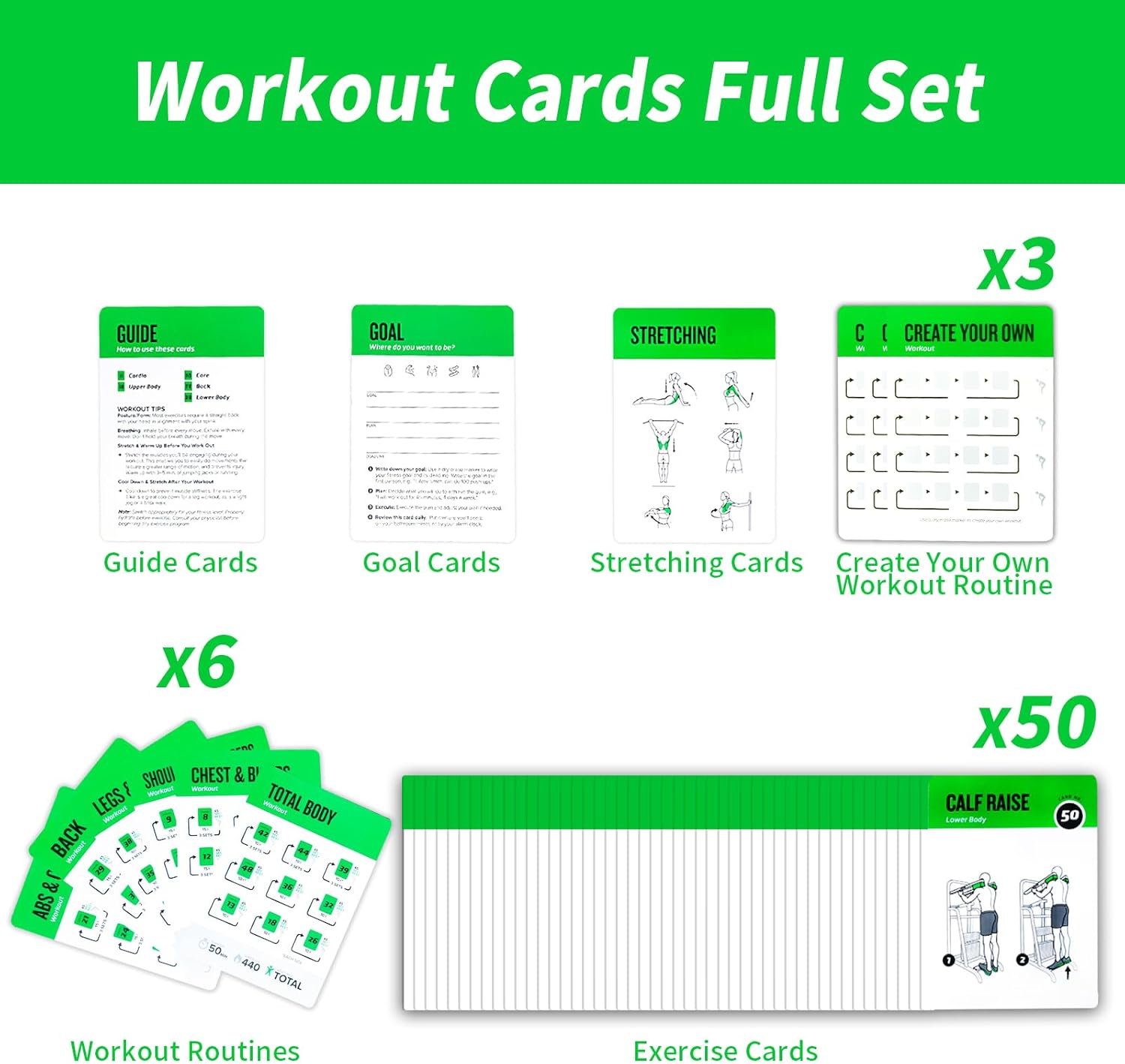 Gym Equipment Workout Cards, 62 Exercises Cards Deck Large Size 5" x 3.5" Fitness Cards for Women & Men, Beginner Fitness Guide to Training Exercises at Home or Gym - Image 3